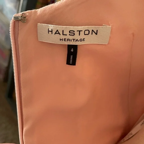 HALSTON Heritage Blush Pink Jacquard Dress w/ Cap Sleeves - Size 4 - Picture 6 of 10